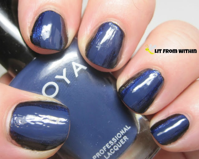 Leaving a little bit of Neve exposed, I covered the center of the nails with Zoya Sailor.