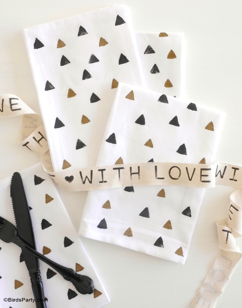 DIY Geometric Hand Stamped Party Napkins Party Ideas Party