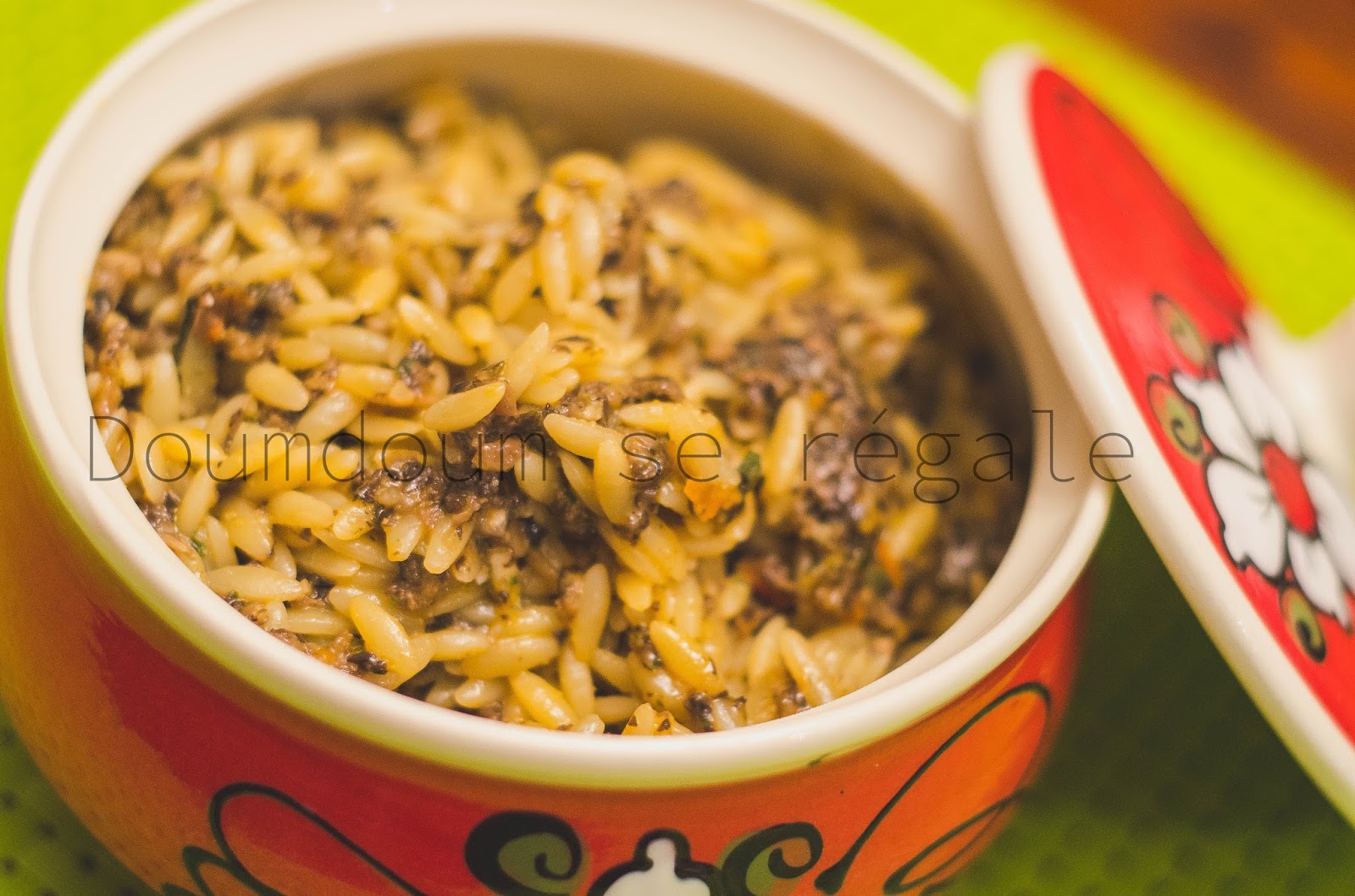 Orzo aux champignons et au pesto de tomates séchées Doumdoum se régale