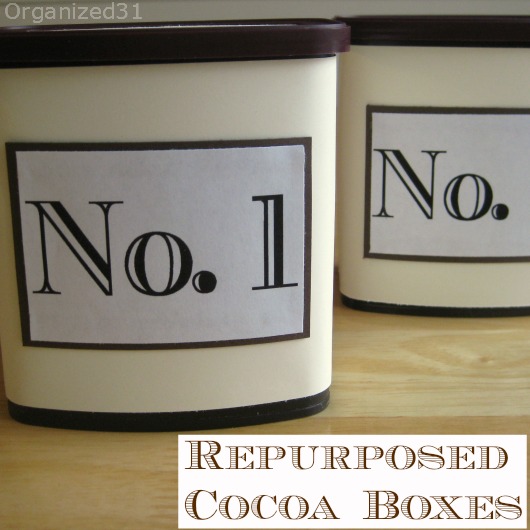re-purposed cocoa cans