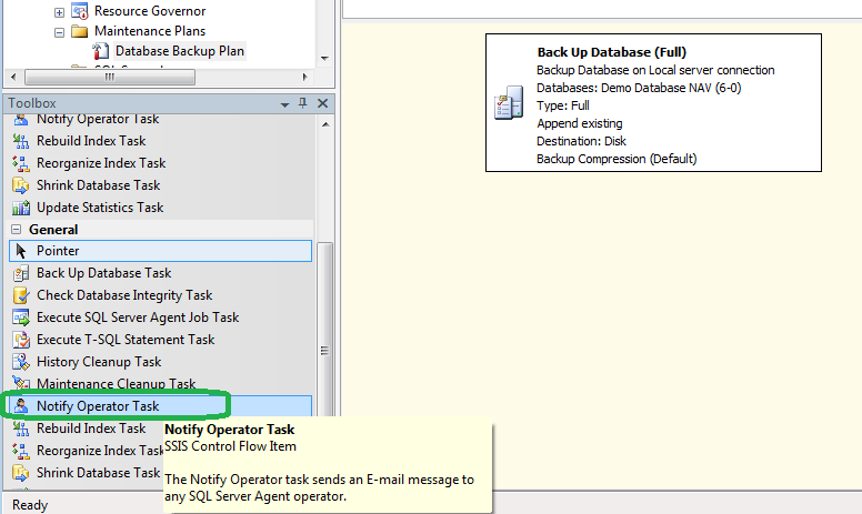 SQL Maintenance Plan with Database Mail.