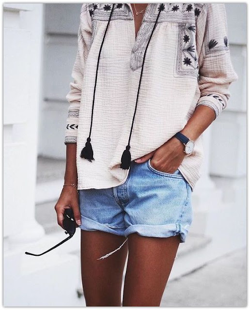 Ηigh-waisted Denim Shorts