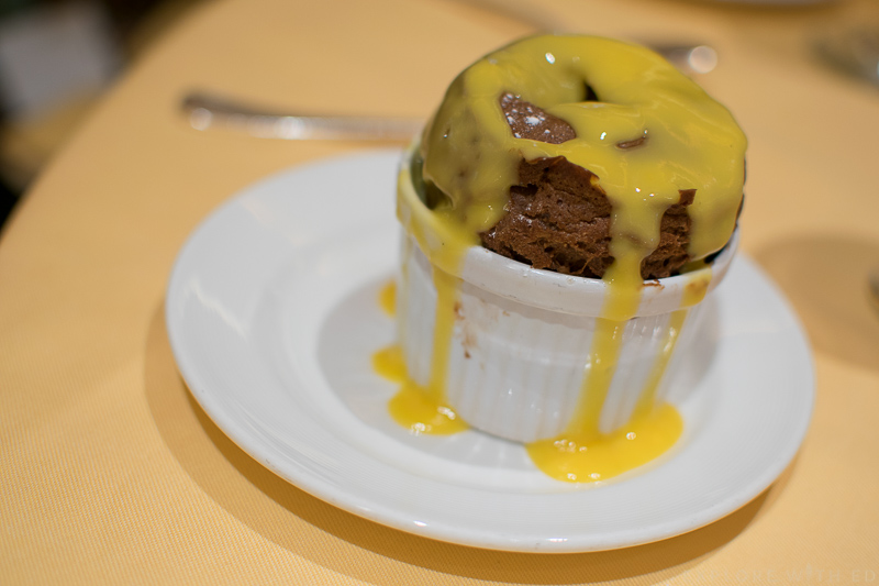 Milk chocolate-hazelnut soufflé, Emerald Princess menu dessert
