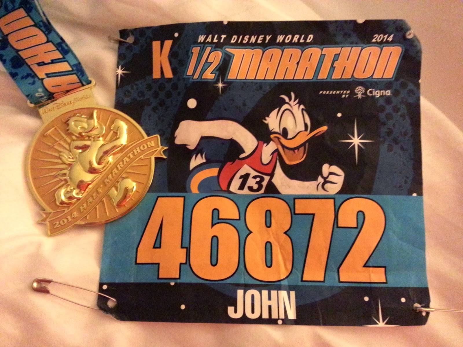WDW 1/2 Marathon bib and medal