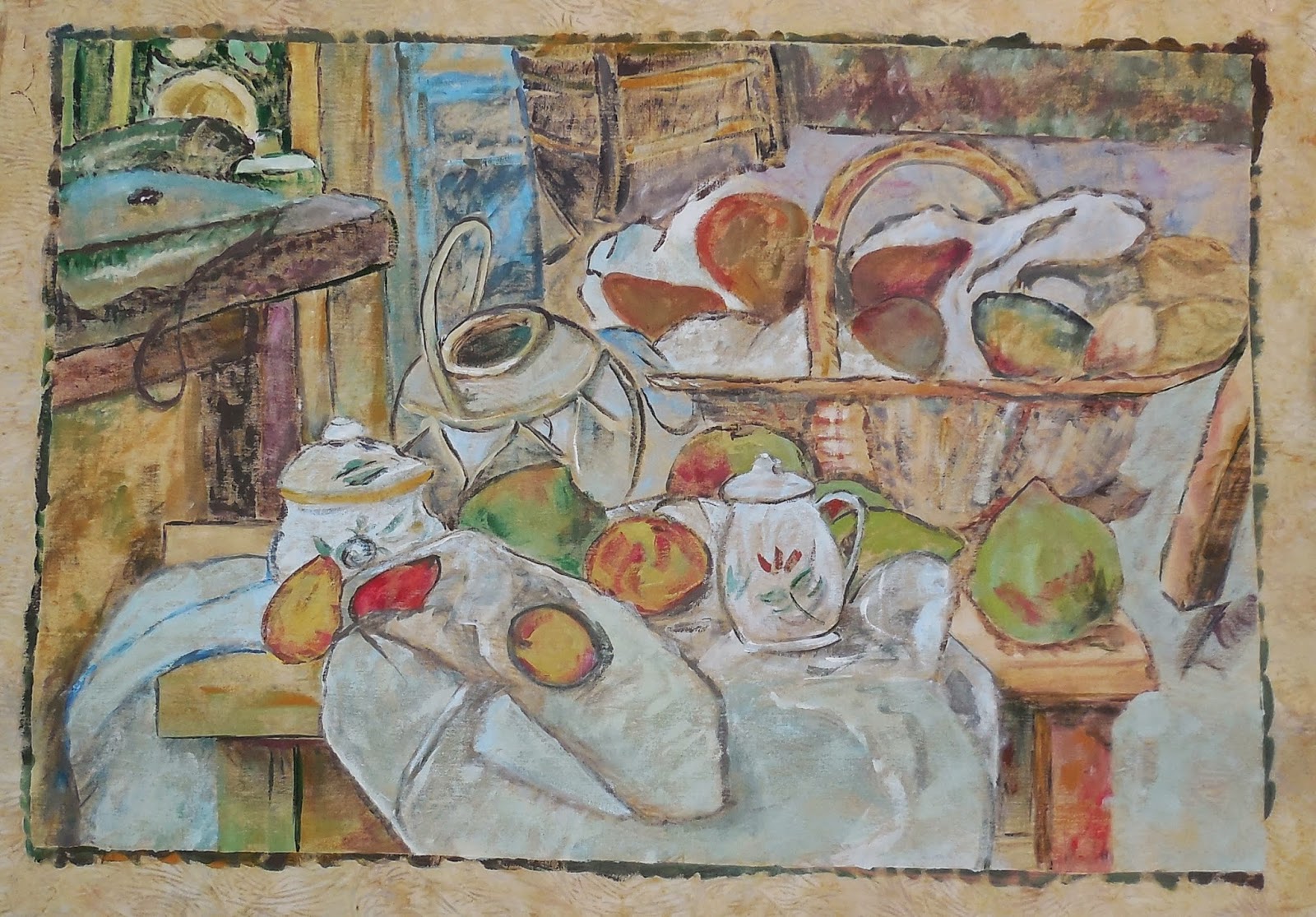 SusanVassalloQuiltingArt Cezanne The Kitchen Table Day4
