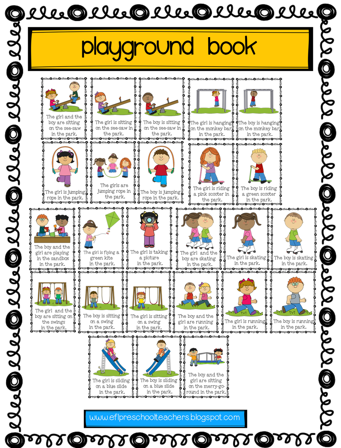 EFL Elementary Teachers Playground, Recess, Park Verbs