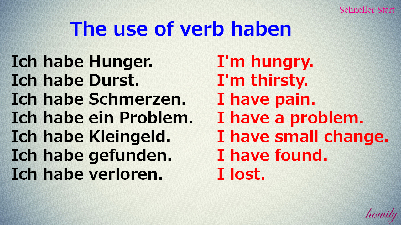 The use of verb haben