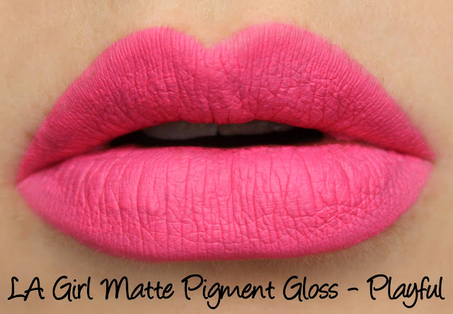 LA Girl Flat Matte Pigment Gloss - Playful Swatches & Review