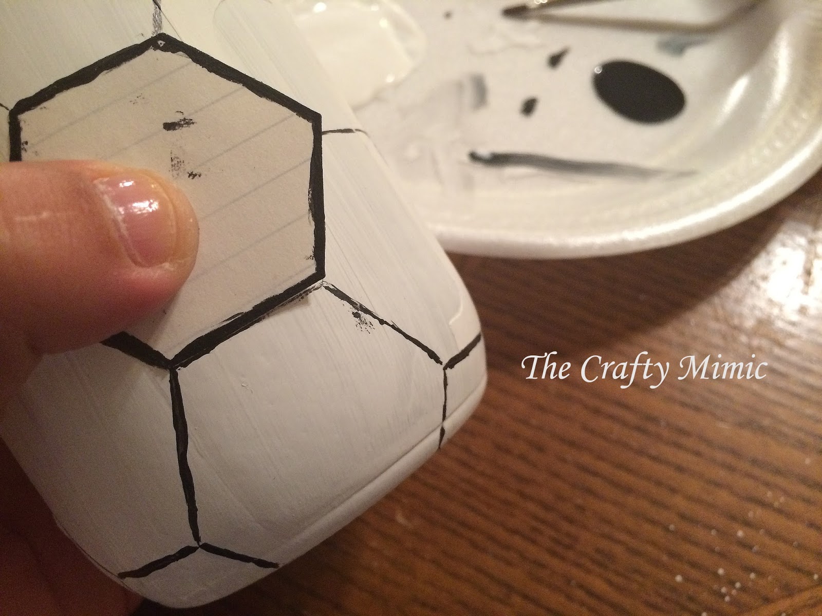 The Crafty Mimic Soccer Ball Painted Mason Jar w/ Acrylics