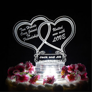 Double Hearts Shaped Light Up Wedding Cake Topper Double Hearts Shaped Light Up Wedding Cake Topper