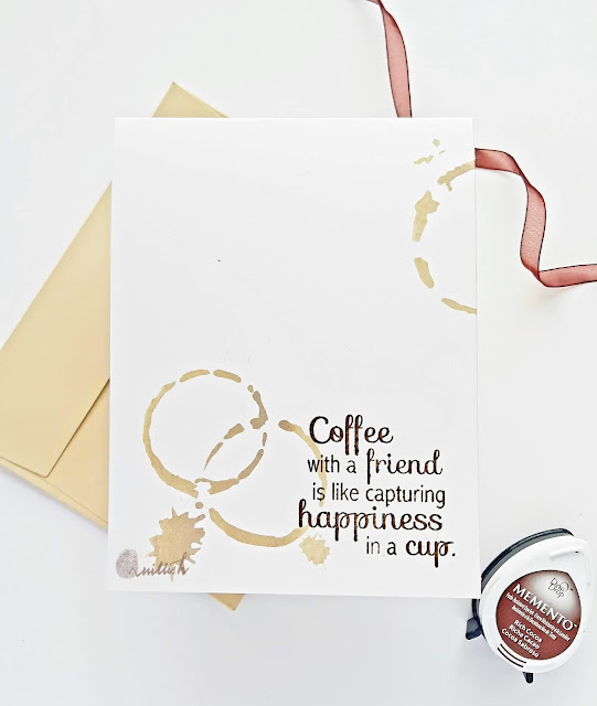 TCW - Coffee splotches, Your Next Stamp - Happiness is you , CAS card, Quillish, Coffee/Tea, cards by Ishani