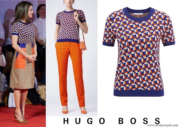 Queen Letizia wore HUGO BOSS Felizabeth short sleeved sweater