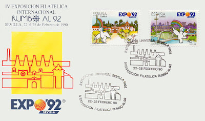 Sevilla - Filatelia - Expo 92 - 1990 - Exposición Filatélica Rumbo al 92 - Sobre Primer día 02