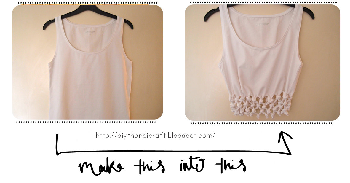 diyHandicraft DIY CUT & TIE KNOTTED CROP TOP // TEESHIRT BRASSIÈRE