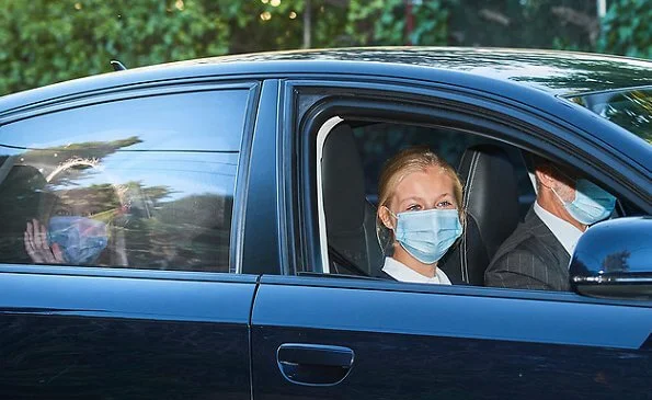 Crown Princess Leonor, Infanta Sofia, King Felipe VI of Spain arrived at the Santa Maria de los Rosales School in Madrid. Queen Letizia