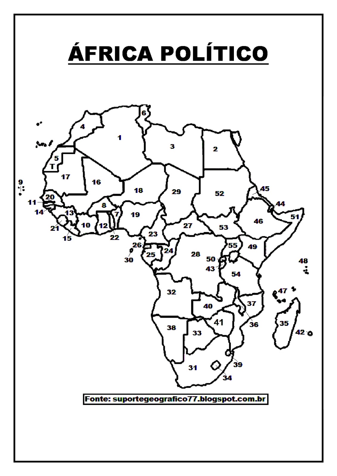 MAPA MUDO ÁFRICA Suporte Geográfico