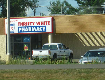 Store with sign reading Thrifty White Pharmacy