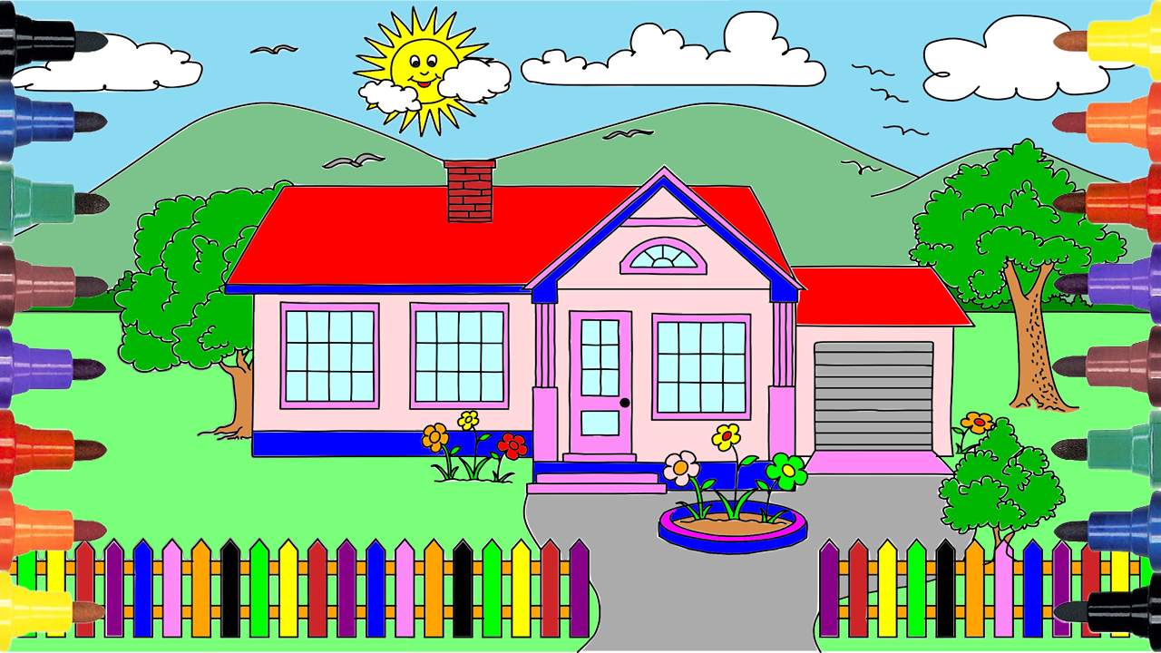 Video For Kids And Drawing Coloring How To Draw House Video For Kids And Drawing Coloring