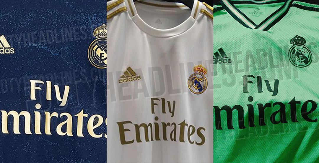 Real madrid home top away and third kit