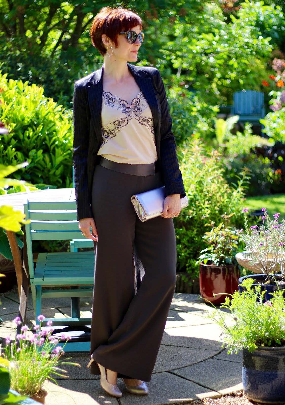 Faking a Luxe Look | Satin wide leg trousers & Metallic shoes 