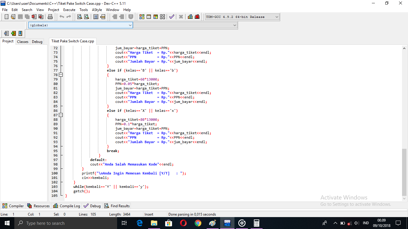Contoh Program C++ Tiket Pesawat ~ Tutorial Belajar Coding