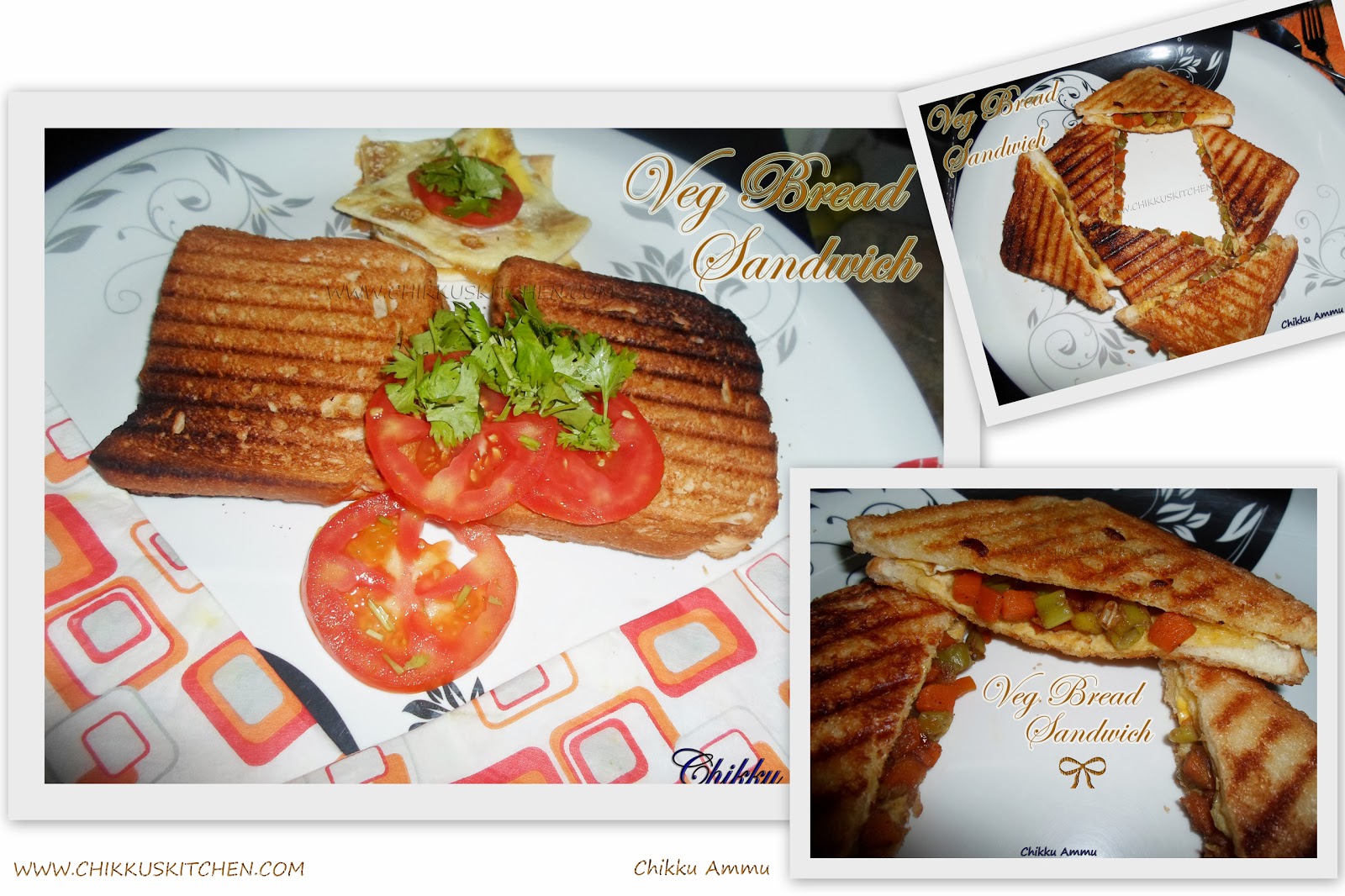 Chikkus Kitchen Veg Bread Sandwich Recipe / Bread Sandwich