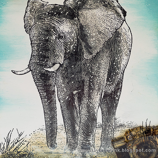 Layers of ink - Elephant Card Tutorial by Anna-Karin with stamps by Darkroom Door