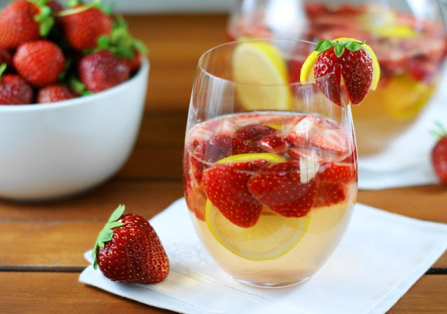 Glass of Fresh Strawberry Sangria Image