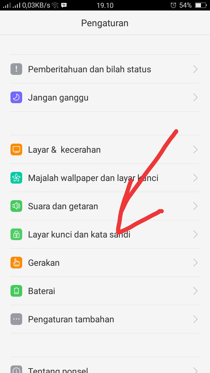 Cara menonaktifkan kunci enkripsi aplikasi Oppo A57