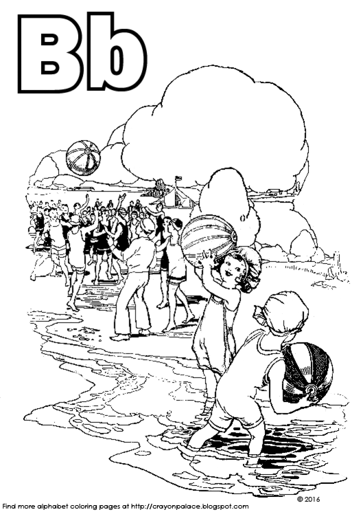 Crayon Palace: "B is for beach" alphabet coloring page