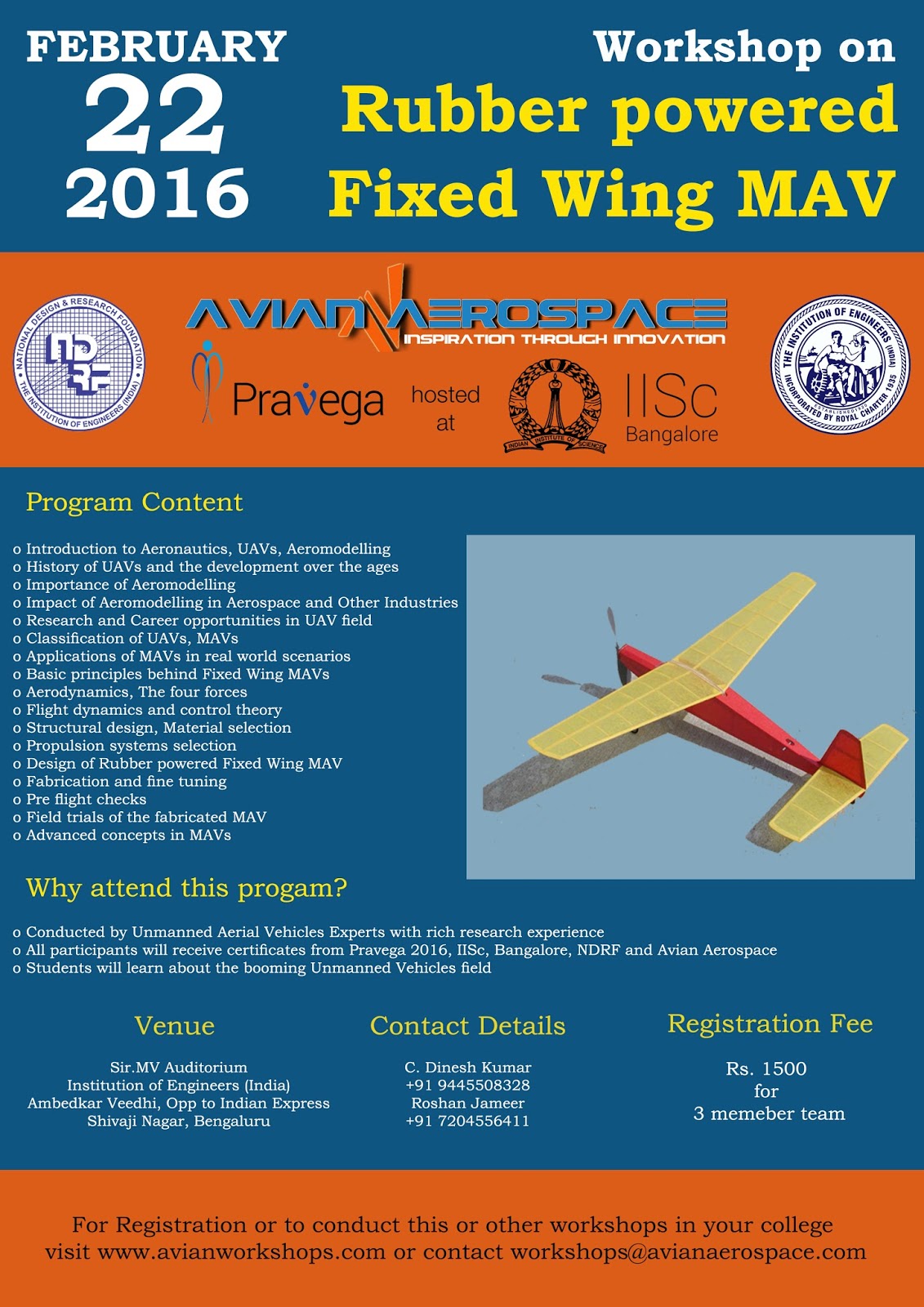 One day workshop on Rubber Powered Micro Airplane (Fixed Wing MAV)