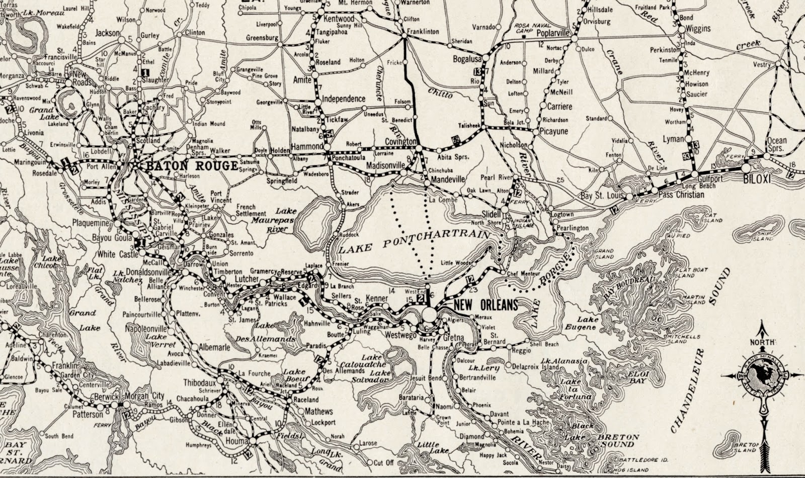 Old Spanish Trail Louisiana Map - Map Louisiana 1924.tif