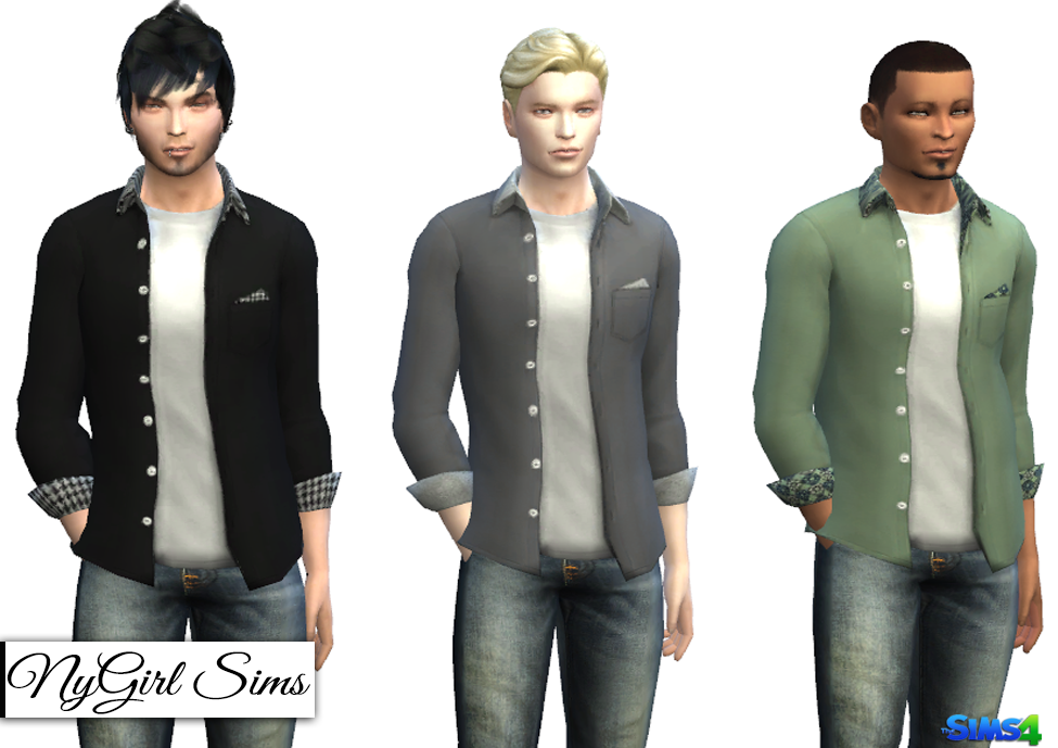 NyGirl Sims 4: Patterned Collar and Cuff Button Down