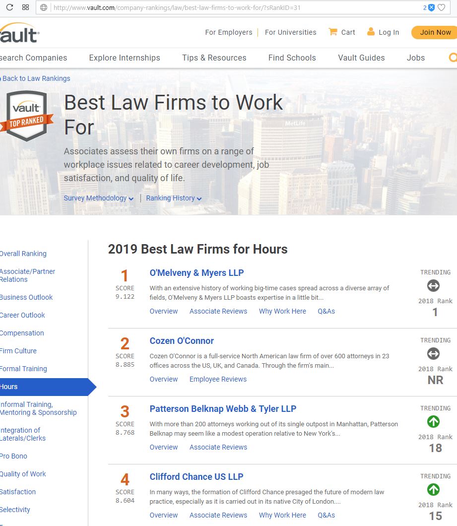 O'Melveny & Myers's lack of ethics Which law firms lie on their Vault