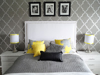 yellow gray and white bedroom decor