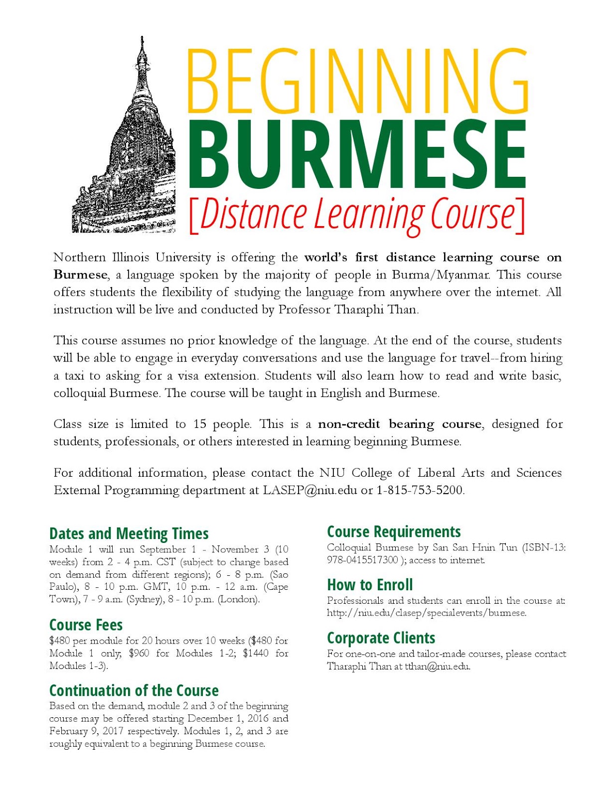 UMichigan Center for Southeast Asian Studies Burmese Language Course Northern Illinois UMichigan Center for Southeast Asian Studies Burmese Language Course Northern Illinois