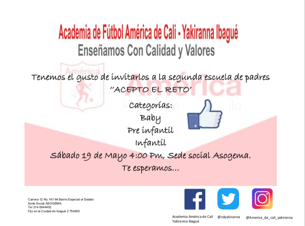 Invitación a Escuela de Padres Club Yakiranna