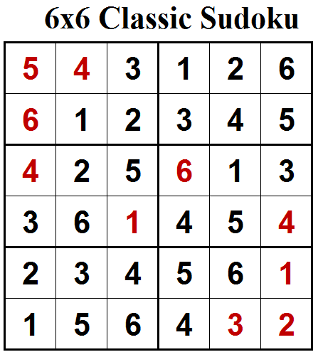 Mini Classic Sudoku (Mini Sudoku Series #70) Solution