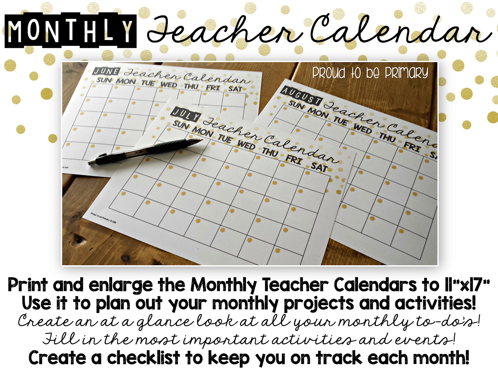 The Primary Pack Summer Teacher Planner & Calendar