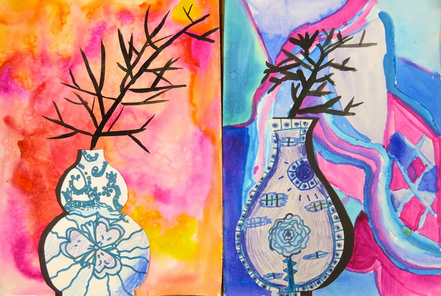 Cassie Stephens In the Art Room Ming Vase Still Life with Third Grade