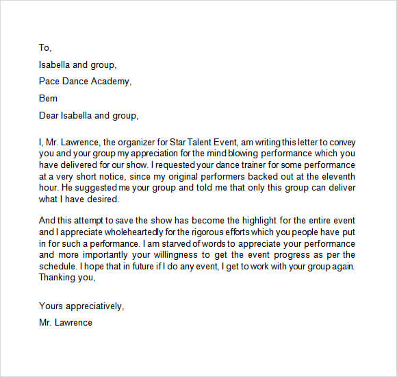 Appreciation Letter To Employee For Good Performance Appreciation Letter To Employee For Good Performance