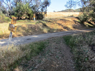 Toyon Trail crossing the restoration facility drive, Griffith Park