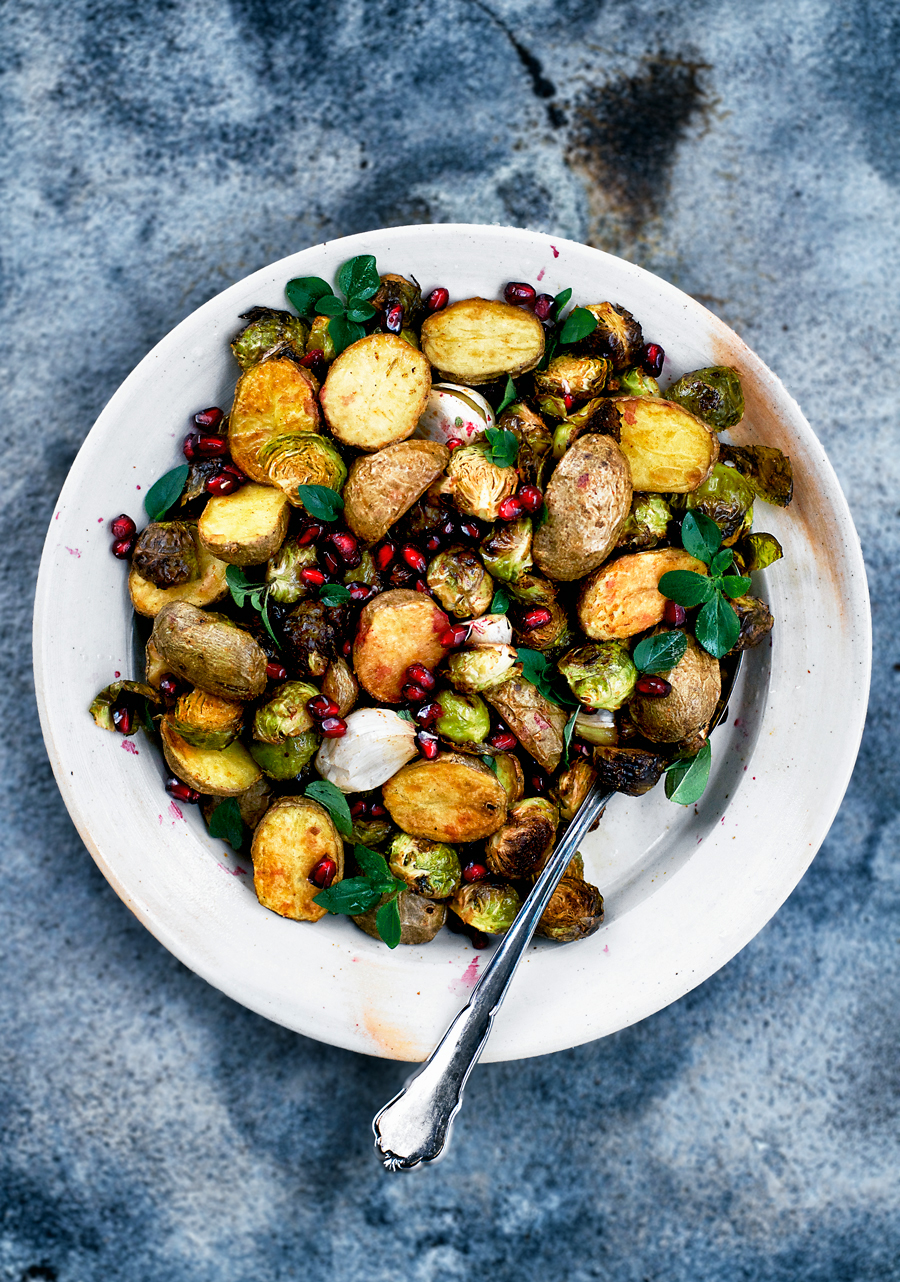 Spicy Roasted New Potatoes and Brussels Sprouts Occasionally Eggs