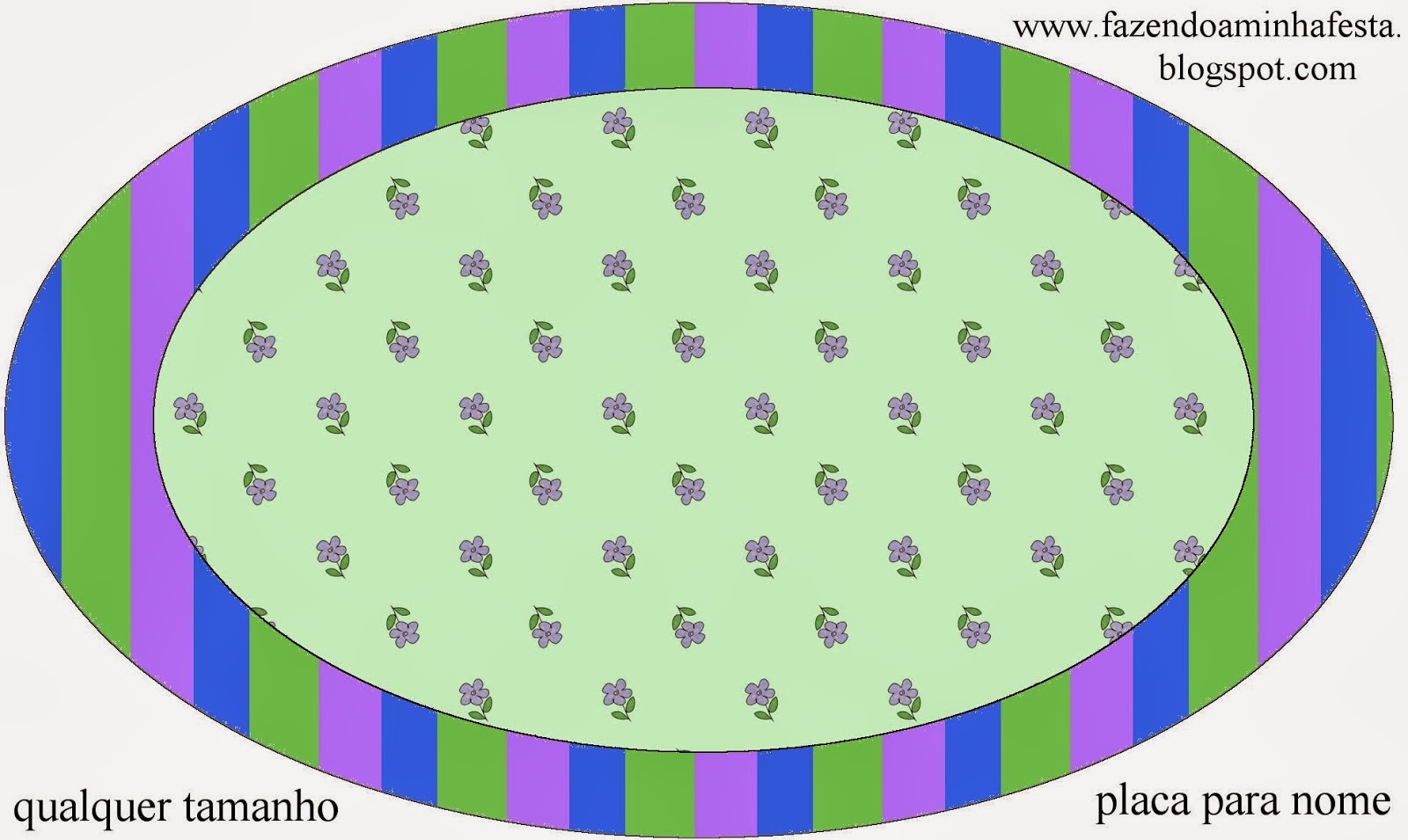 Flores moradas en fondo verde: Etiquetas para Candy Bar, para Imprimir Gratis. Placa para nombre o etiqueta oval.