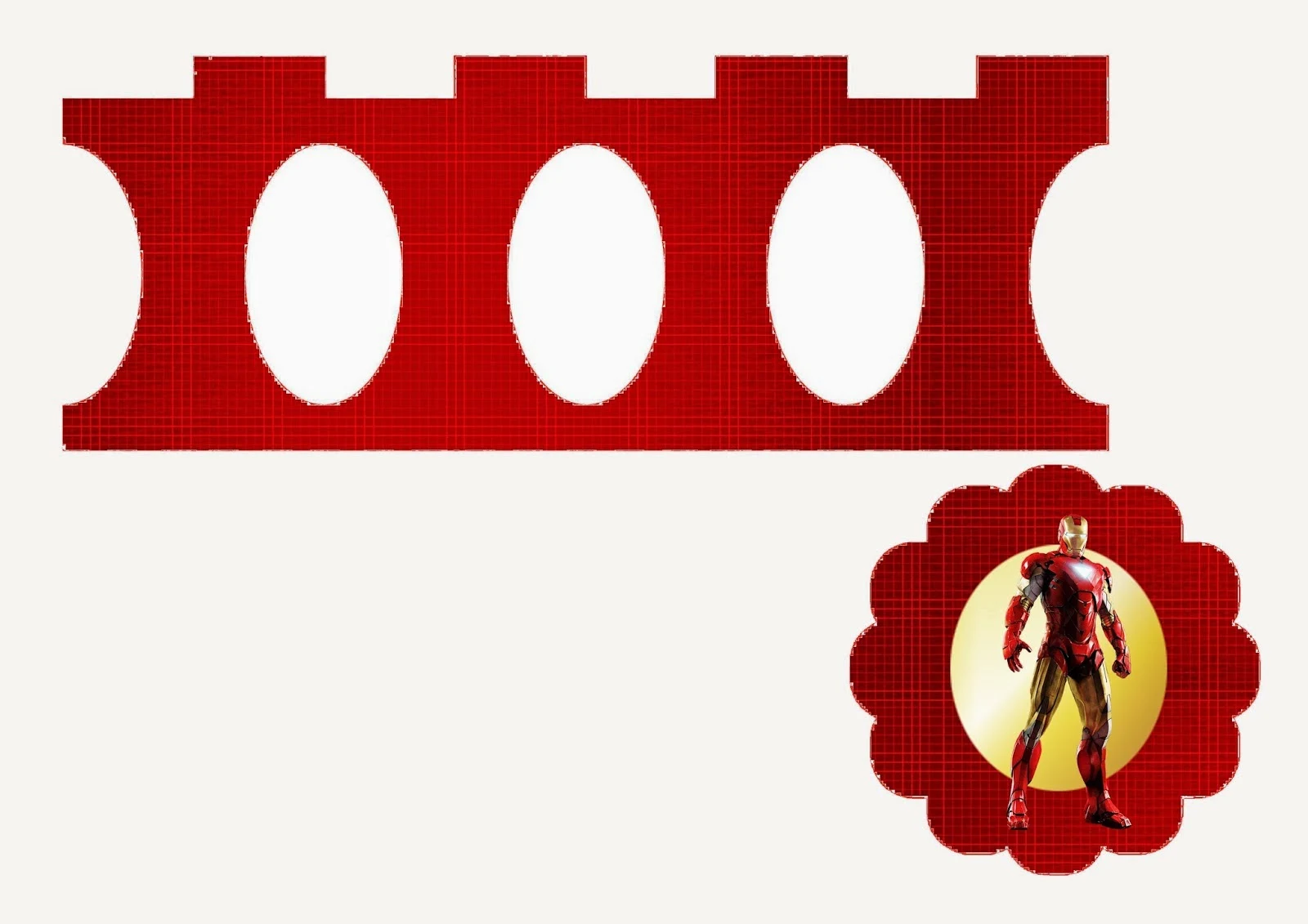 Iron Man Rojo y  Dorado: Stand para Cupcakes para Imprimir Gratis. 