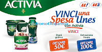 Concorso '' Vinci una spesa Unes con Activia'': 28 gift card da 50€ e una da 100€ Logo Concorso '' Vinci una spesa Unes con Activia'': 28 gift card da 50€ e una da 100€