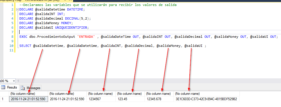 CLAUSULA OUTPUT EN STORED PROCEDURES ~ SQL SERVER