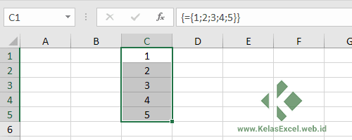 Konstanta Array Vertikal Pada Excel