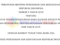 Juknis BOP PAUD Tahun 2019 (Permendikbud Nomor 4 Tahun 2019) Juknis BOP PAUD Tahun 2019 (Permendikbud Nomor 4 Tahun 2019)