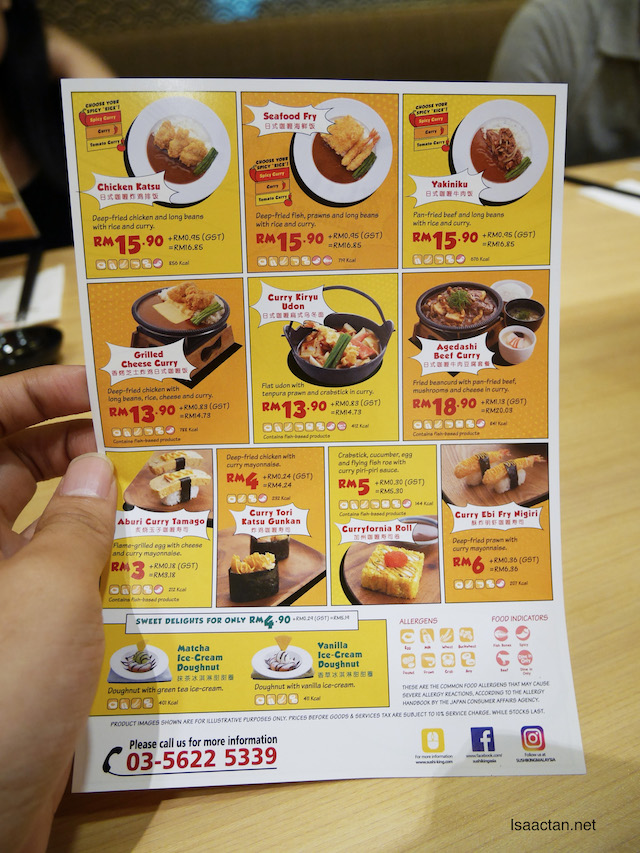The new curry menu at Sushi King